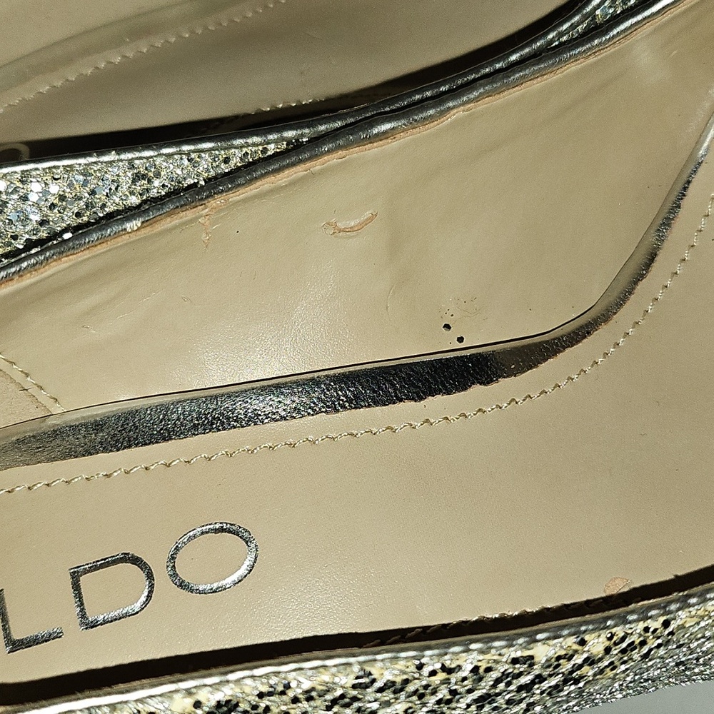 Aldo Fran Silver Platform Heels Size 8 - Picture 10 of 16